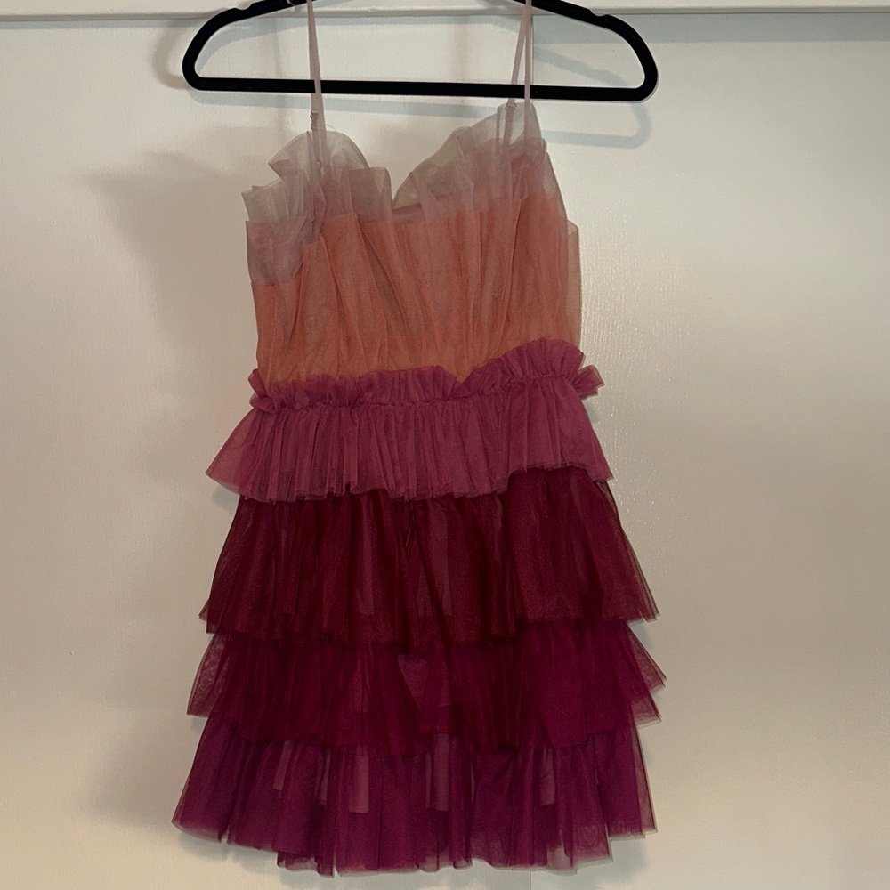 NWT Storia Strapless Dress with Pink and Purple Layers - Picture 3 of 8